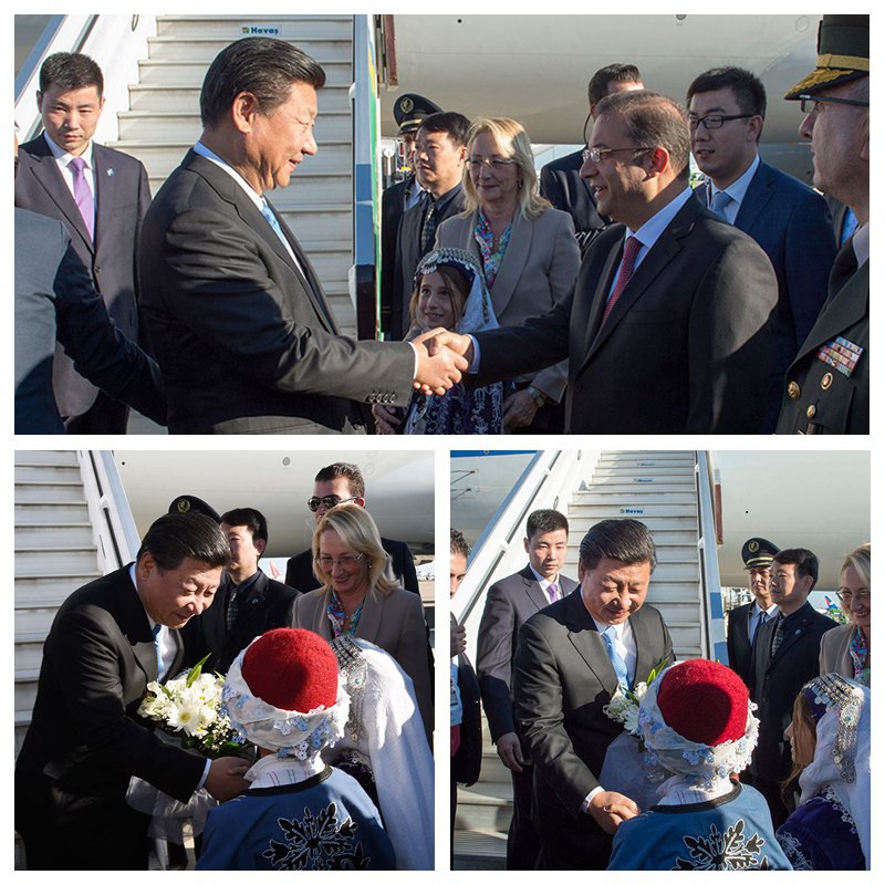 11月14日，國家主席習近平抵達土耳其安塔利亞，應土耳其共和國總統埃爾多安邀請，出席二十國集團領導人第十次峰會。土耳其高級官員到機場迎接習近平主席一行。土耳其兒童向習近平主席獻花。新華社記者 李學仁、饒愛民 攝