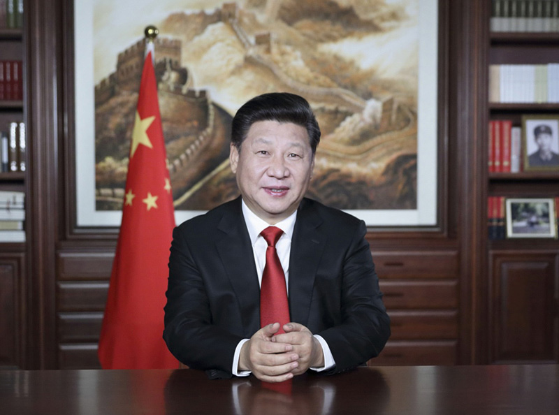 新年前夕，國家主席習近平通過中國國際廣播電臺、中央人民廣播電臺、中央電視臺發表二〇一六年新年賀詞。新華社記者 蘭紅光 攝
