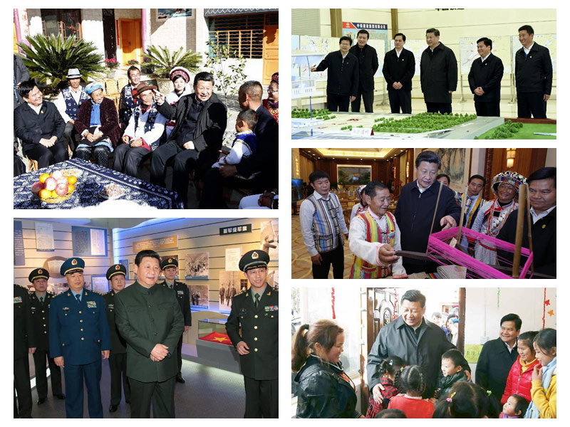 【雲南】2015年1月19日至21日，習近平來到雲南省昭通、大理、昆明等地，看望魯甸地震災區干部群眾，深入企業、工地、鄉村考察，就災后恢復重建和經濟社會發展情況進行調研。習近平視察駐昆明部隊，乘車來到第二炮兵某基地。基地是二炮組建最早的種子部隊之一，是我軍的一支重要戰略力量。2014年一次重大演習中，習近平曾親自抽點拉動該部隊。