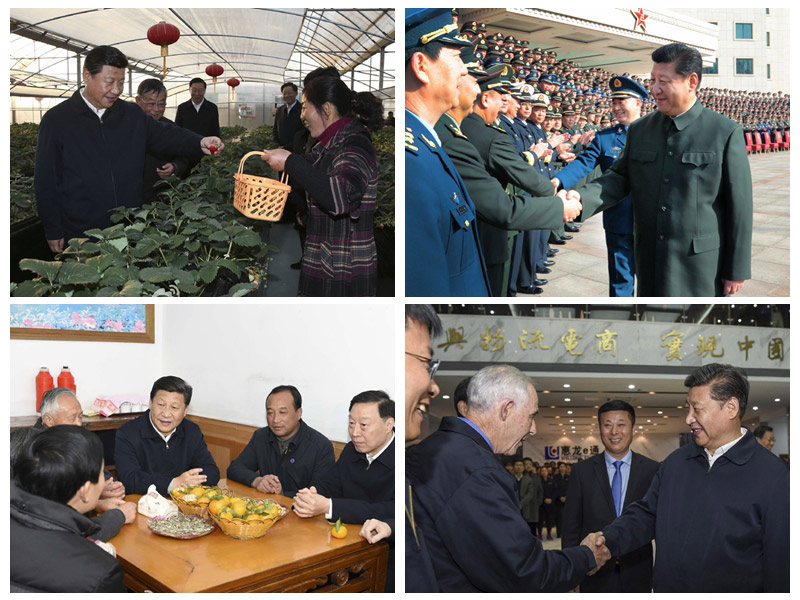 【江蘇】2014年12月13日至14日，習(xí)近平來(lái)到江蘇省南京和鎮(zhèn)江，深入科研院所、企業(yè)、鄉(xiāng)村、農(nóng)戶考察，就經(jīng)濟(jì)社會(huì)發(fā)展情況進(jìn)行調(diào)研。習(xí)近平來(lái)到南京軍區(qū)機(jī)關(guān)視察，代表黨中央、中央軍委向軍區(qū)部隊(duì)全體官兵致以誠(chéng)摯問(wèn)候。