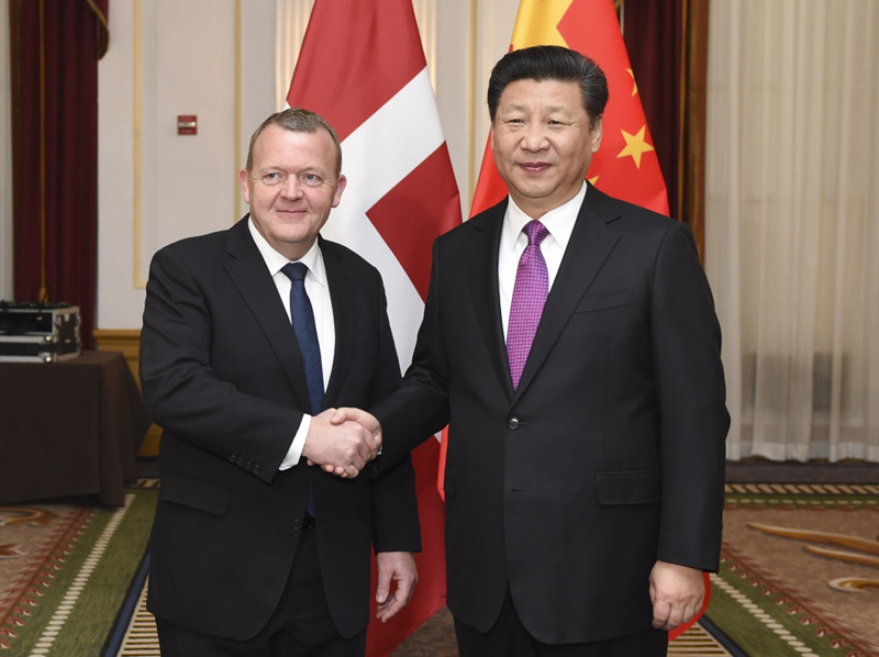 3月31日，國家主席習近平在華盛頓會見丹麥首相拉斯穆森。新華社記者 謝環馳 攝