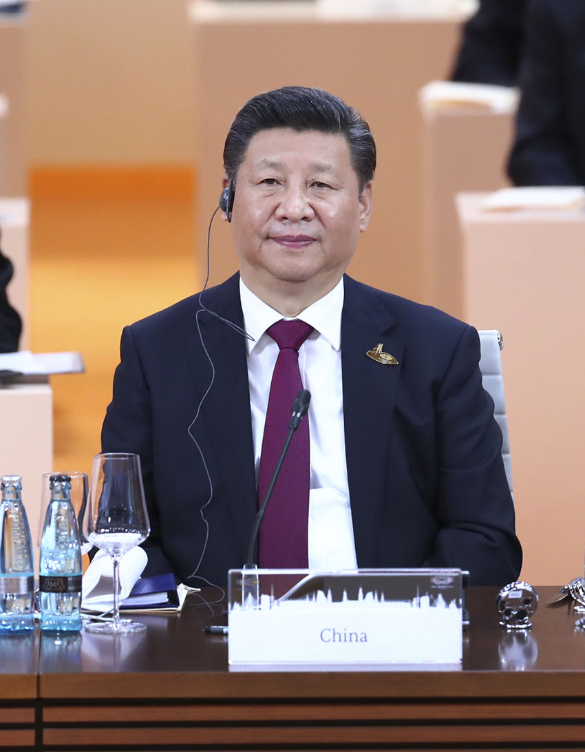 7月7日，二十國集團領(lǐng)導(dǎo)人第十二次峰會在德國漢堡舉行。國家主席習近平出席並發(fā)表題為《堅持開放包容　推動聯(lián)動增長》的重要講話。新華社記者 謝環(huán)馳 攝