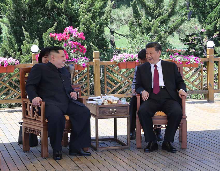 5月7日至8日，中共中央總書記、國家主席習近平同朝鮮勞動黨委員長、國務委員會委員長金正恩在大連舉行會晤。 新華社記者 鞠鵬 攝