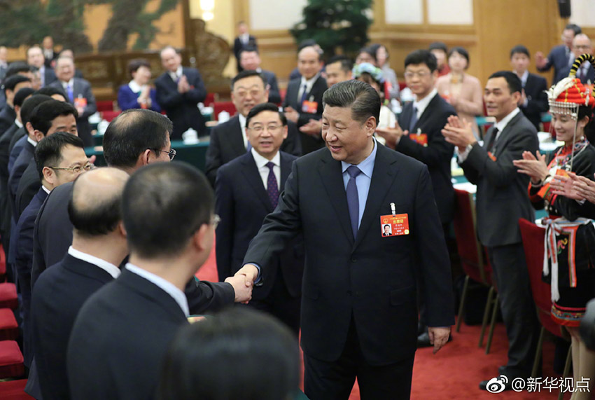 3月10日，中共中央總書記、國家主席、中央軍委主席習近平參加十三屆全國人大二次會議福建代表團的審議。 新華社記者 鞠鵬 攝