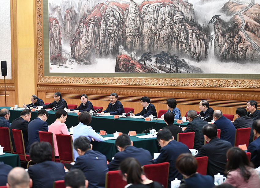 3月18日，中共中央總書記、國家主席、中央軍委主席習近平在北京主持召開學校思想政治理論課教師座談會並發表重要講話。 新華社記者 謝環馳 攝