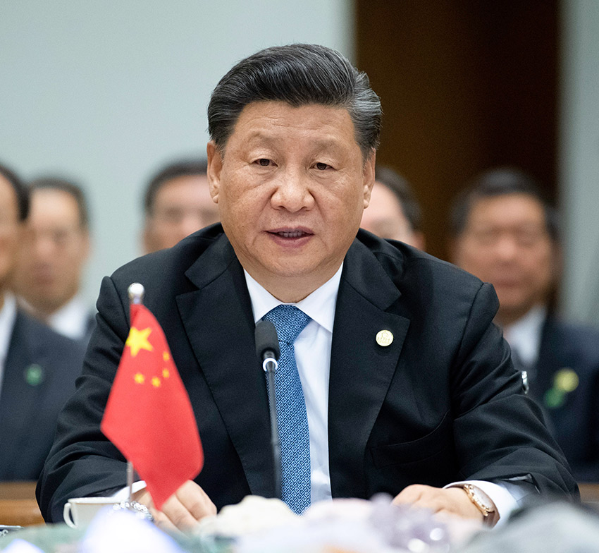 當地時間11月14日，金磚國家領導人第十一次會晤在巴西首都巴西利亞舉行。巴西總統博索納羅主持會晤。中國國家主席習近平、俄羅斯總統普京、印度總理莫迪、南非總統拉馬福薩出席。習近平發表題為《攜手努力共譜合作新篇章》的重要講話。 新華社記者 李學仁 攝