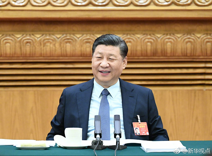 3月8日，中共中央總書記、國家主席、中央軍委主席習近平參加十三屆全國人大二次會議河南代表團的審議。新華社記者 謝環(huán)馳 攝
