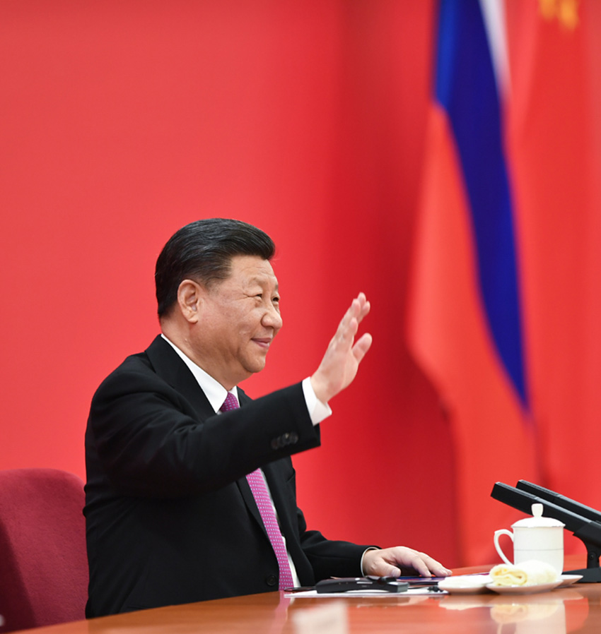 12月2日，國家主席習近平在北京同俄羅斯總統普京視頻連線，共同見証中俄東線天然氣管道投產通氣儀式。 新華社記者 謝環馳 攝