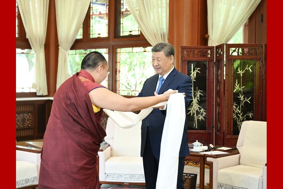 習近平接受班禪額爾德尼·確吉杰布拜見