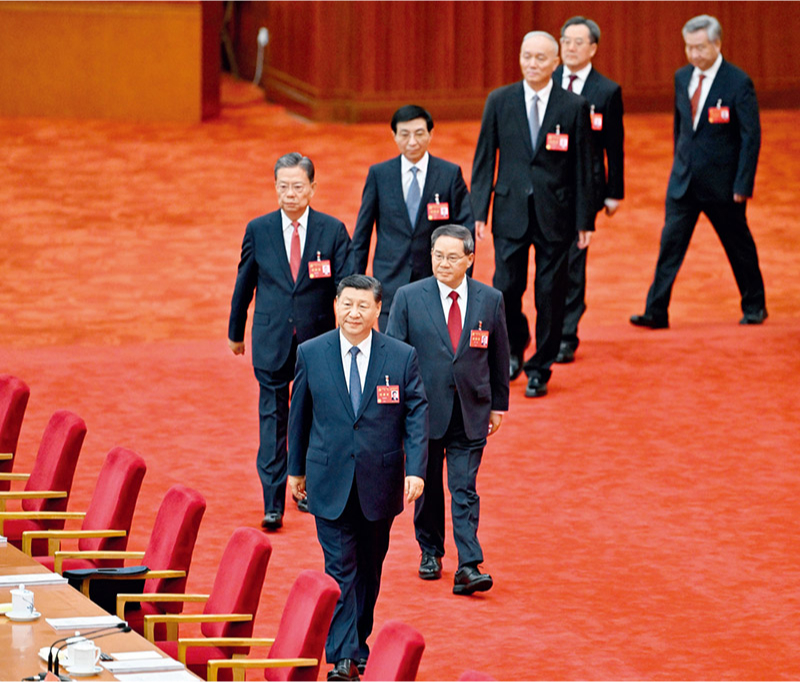 中國共產黨第二十屆中央委員會第三次全體會議，於2024年7月15日至18日在北京舉行。這是習近平、李強、趙樂際、王滬寧、蔡奇、丁薛祥、李希等步入會場。 新華社記者 岳月偉/攝